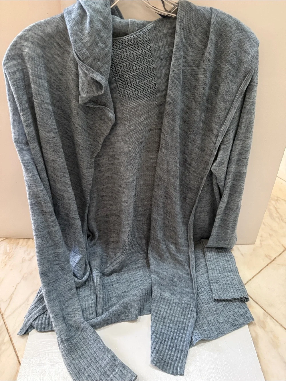 Lulu Lemon Calm & Collected Wrap Lightweight Heathered Open Cardigan in Blue